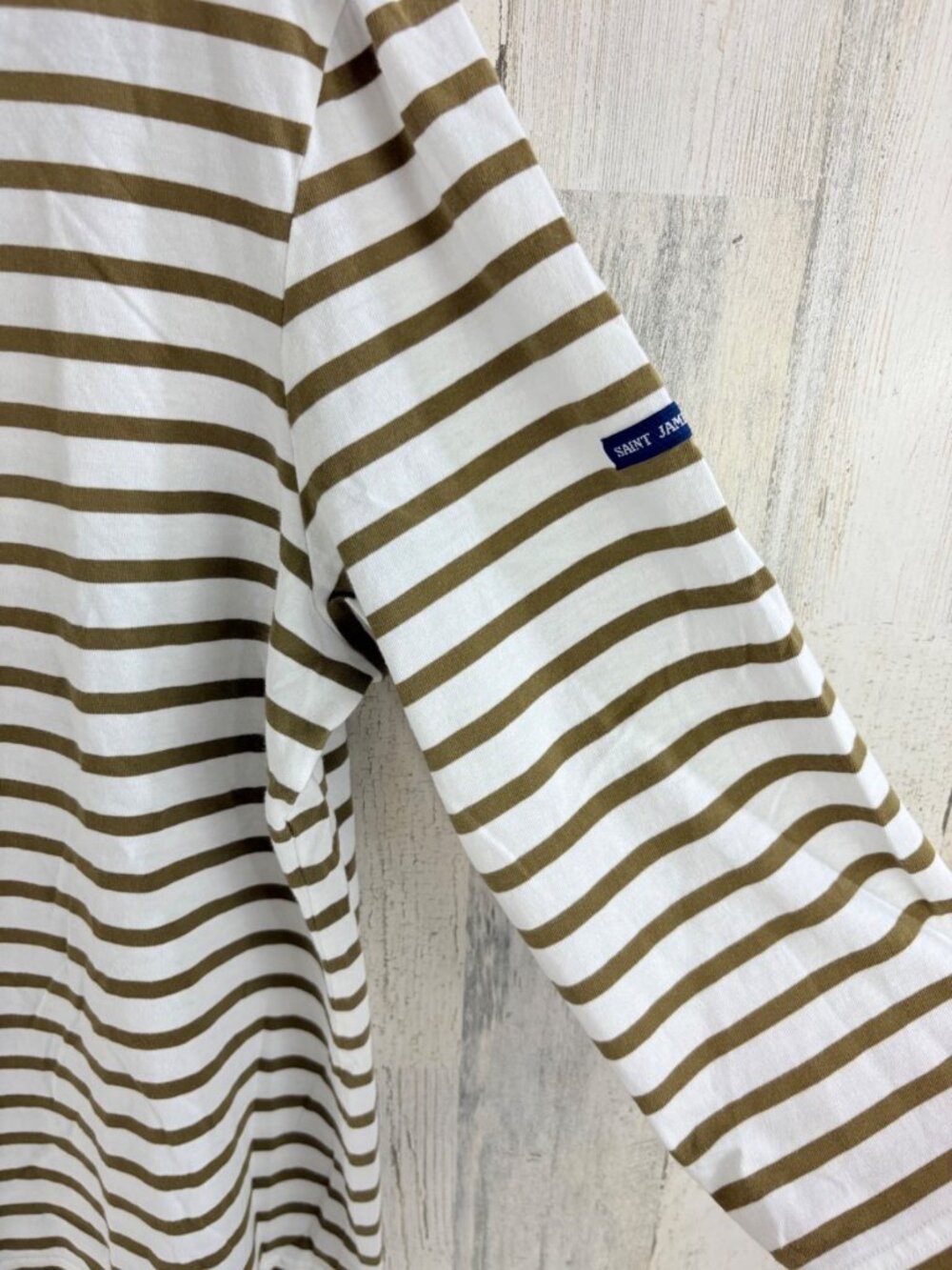 Saint James L’atelier Sz 14 M Green White Striped T Shirt - Picture 5 of 14